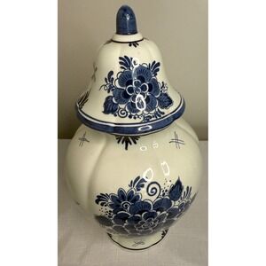 Blauw Delft Holland, Distel Large‎ Lidded Ginger Jar, Vase. hand painted